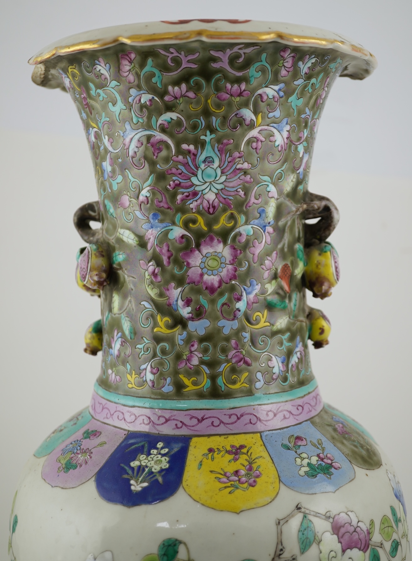 A large Chinese famille rose two-handled vase, mid 19th century